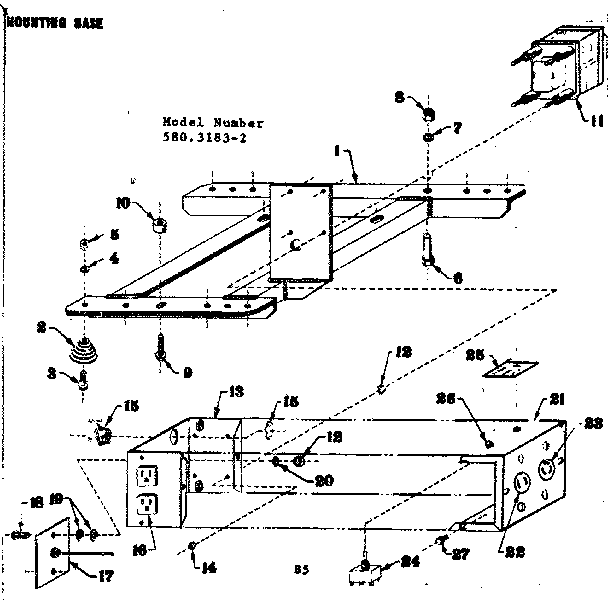 Mounting Base Diagram and Parts List for 5803183-2  Craftsman Engine