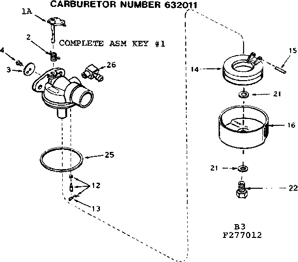 Carburetor Diagram and Parts List for 143277012  Craftsman Engine