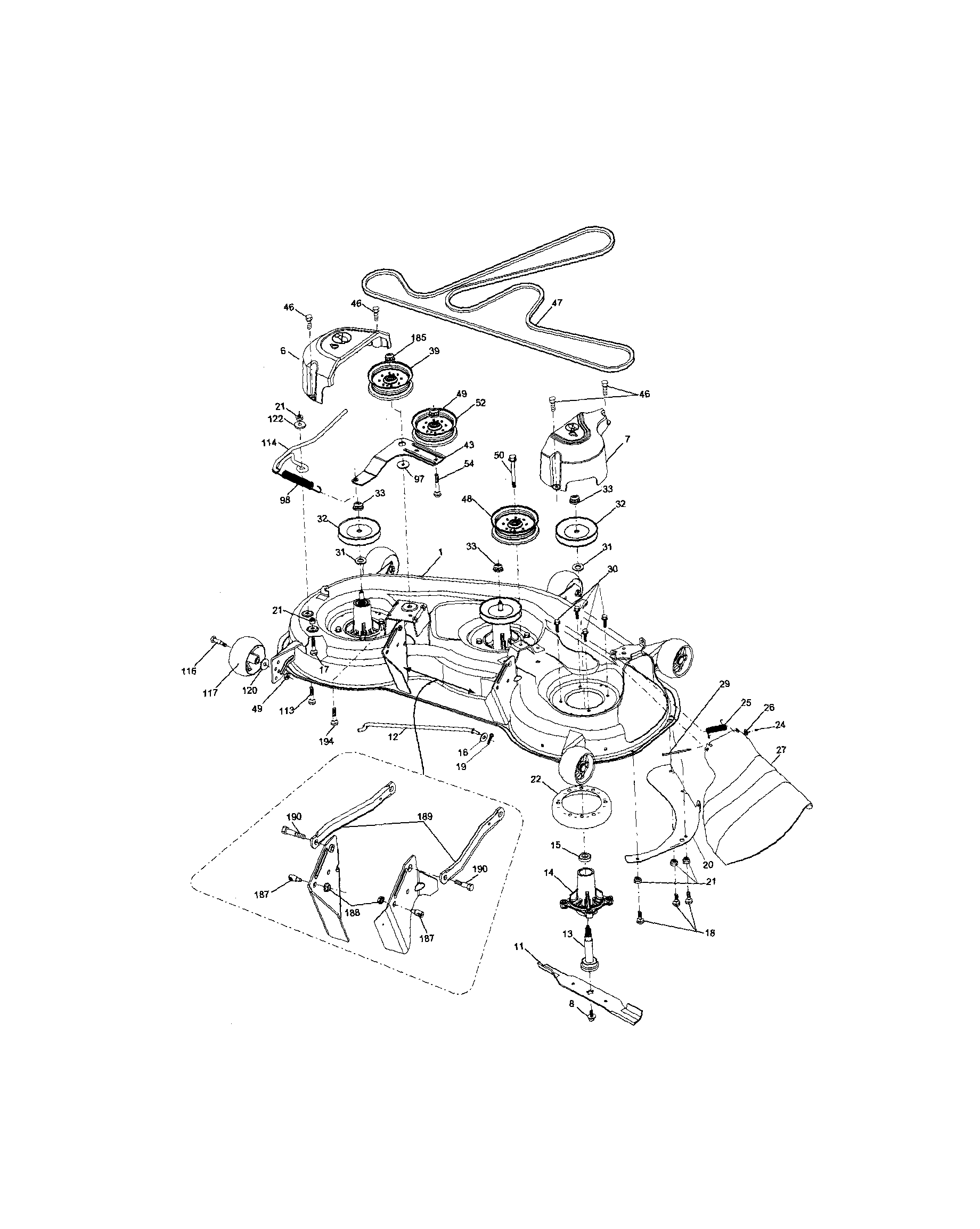 Mower Deck Diagram and Parts List for 917276846  Craftsman Lawn Tractor