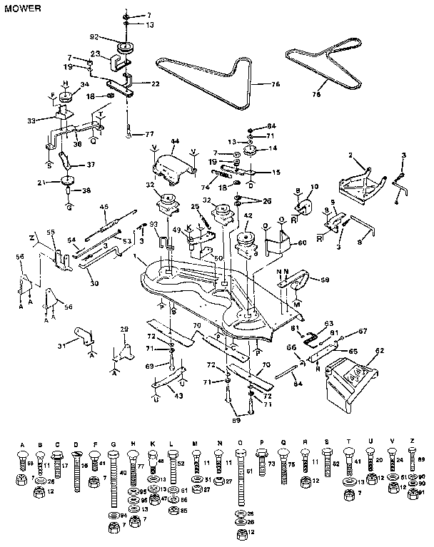 Mower Diagram and Parts List for 917255942  Craftsman Lawn Tractor