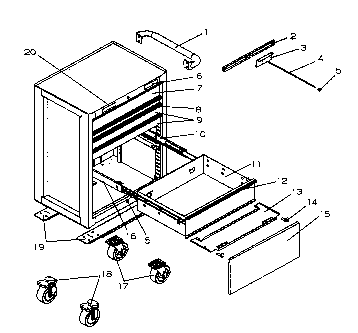 Cabinet Parts Diagram and Parts List for 706619770  Craftsman Tool Stand & Cart