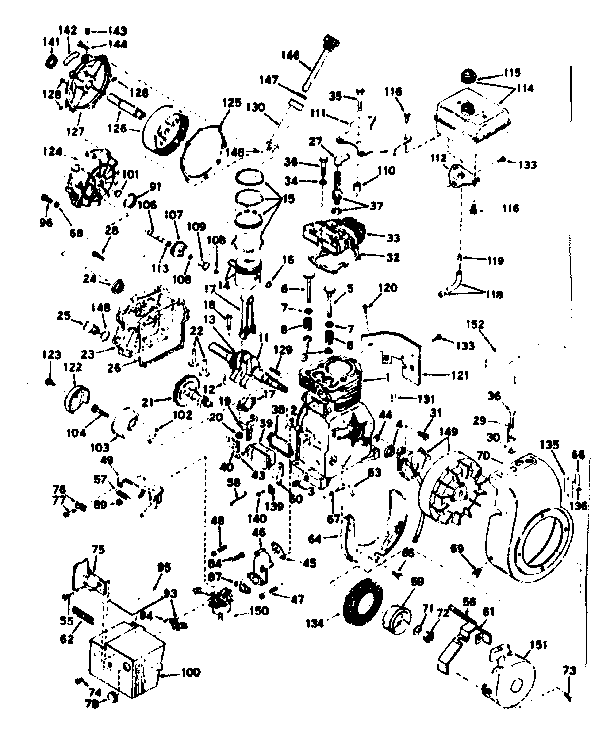Basic Engine Diagram and Parts List for 143624102  Craftsman Engine