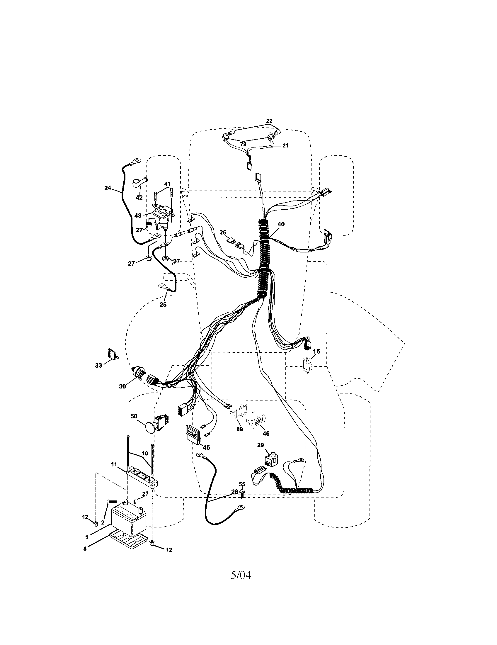 Electrical Diagram and Parts List for 917273649  Craftsman Lawn Tractor