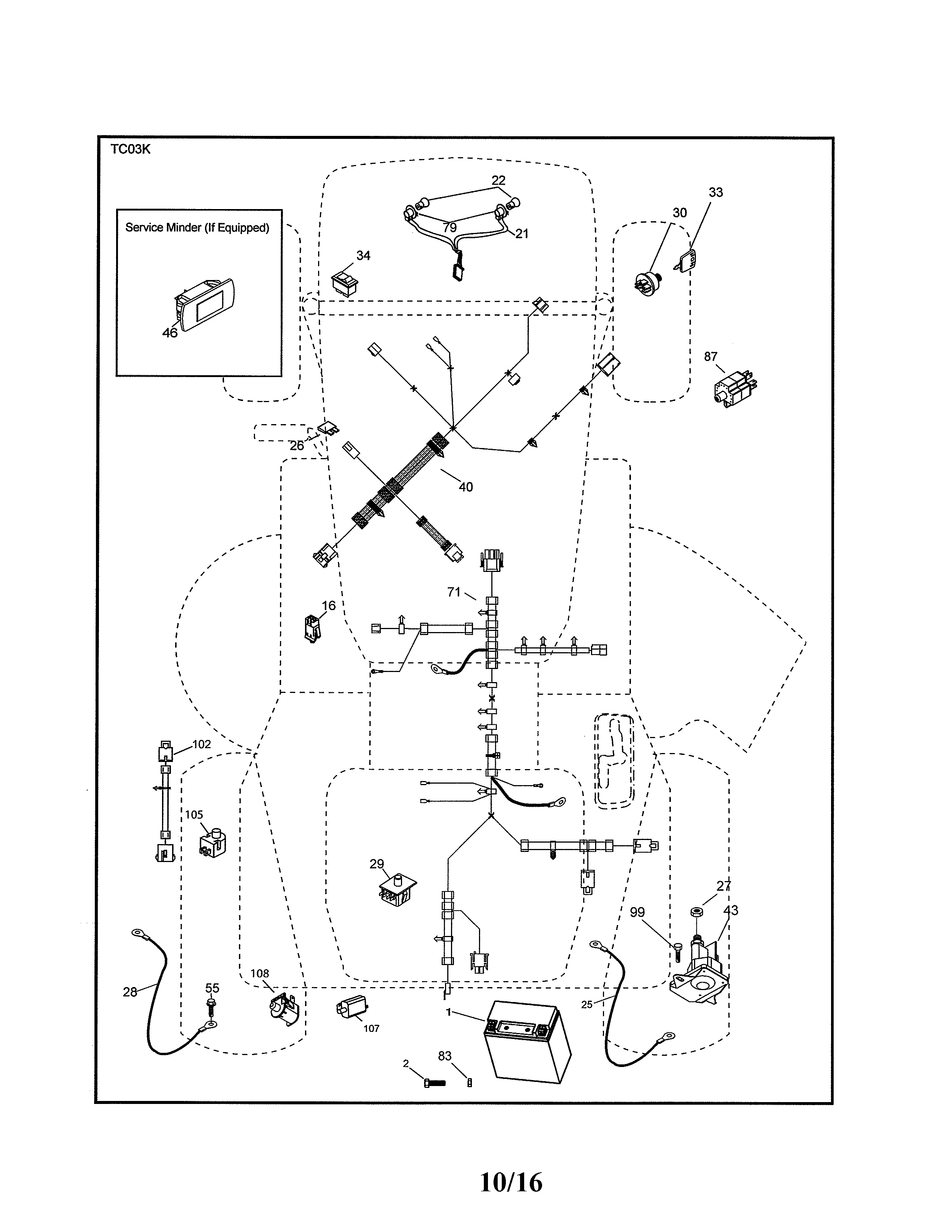 Electrical Diagram and Parts List for 917989930  Craftsman Lawn Tractor