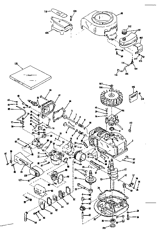 Basic Engine Diagram and Parts List for 14313300  Craftsman Engine
