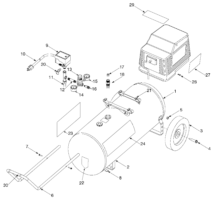 Default Diagram and Parts List for 919-16724 Type 2 Craftsman Compressor