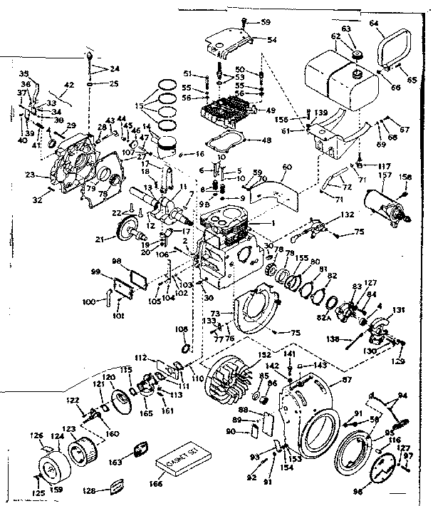 Basic Engine Diagram and Parts List for 143602062  Craftsman Engine