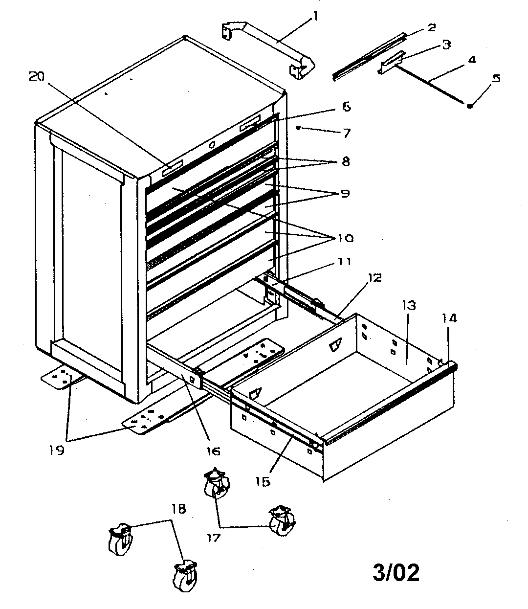 Tool Box Diagram and Parts List for 706598940  Craftsman Tool Stand & Cart