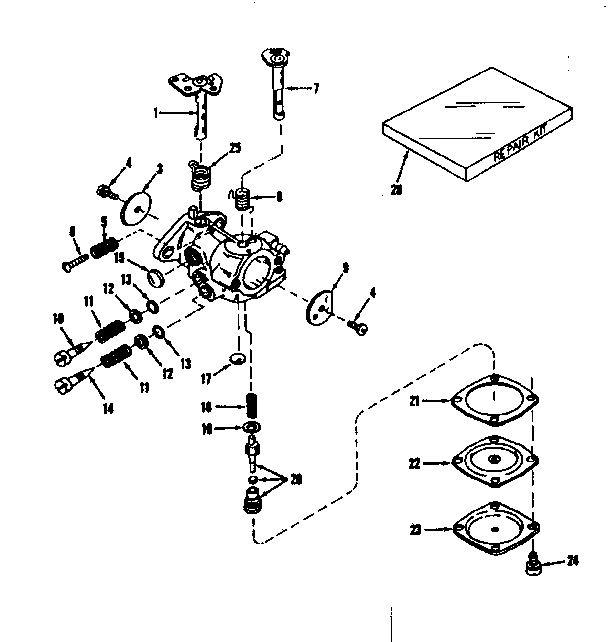 Carburetor No. 29780 Diagram and Parts List for 143501261  Craftsman Engine