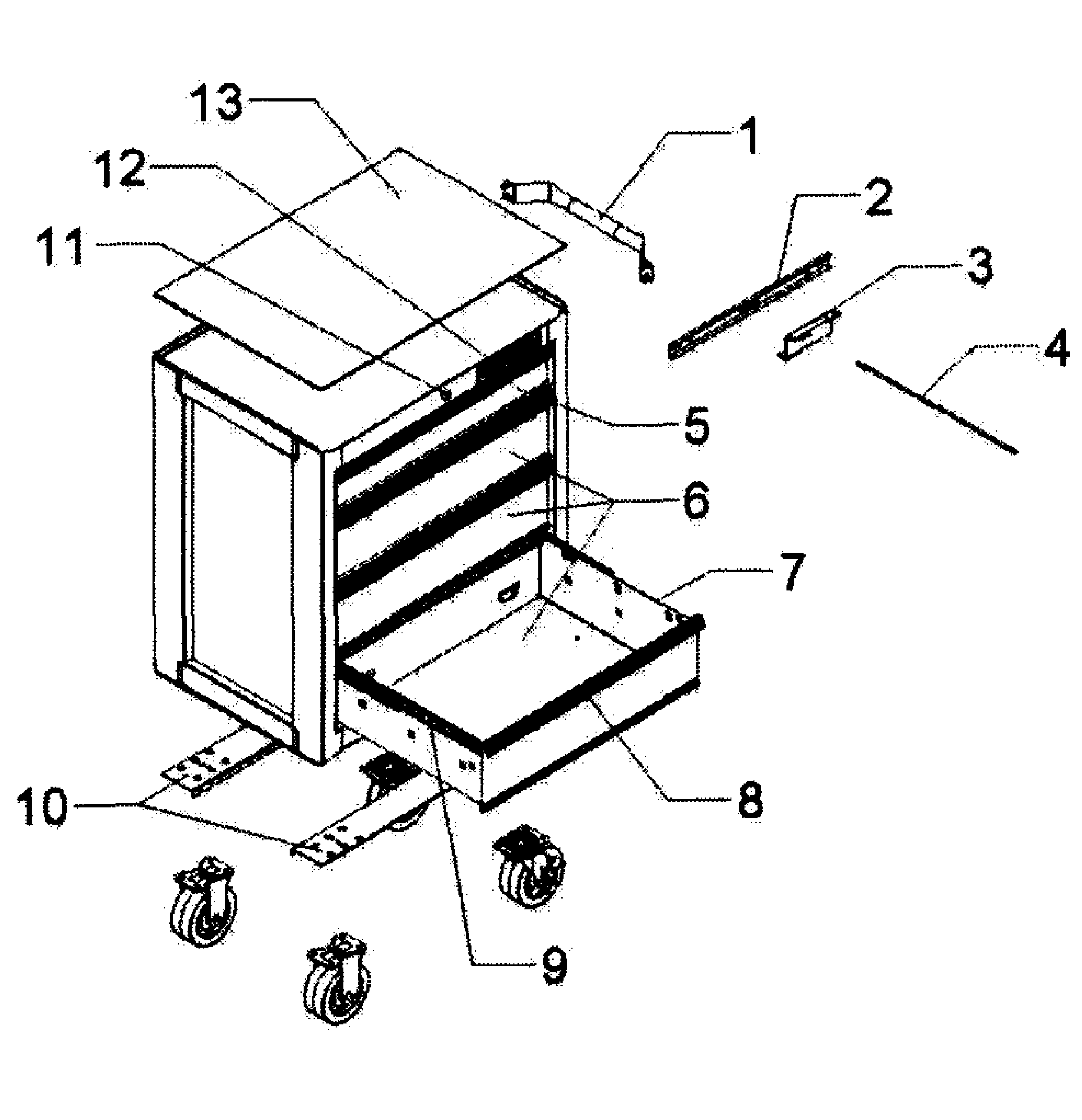 Cabinet Parts Diagram and Parts List for 706353470  Craftsman Tool Stand & Cart