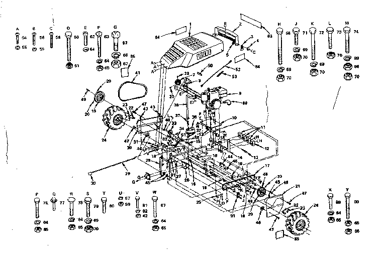Hood, Engine, Channels And Wheels Diagram and Parts List for 917299681  Craftsman Tiller