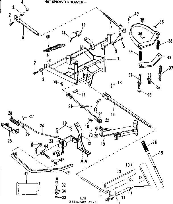 Main Frame Diagram and Parts List for 842260072  Craftsman Snow Blower