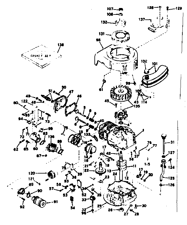 Basic Engine Diagram and Parts List for 143224322  Craftsman Engine