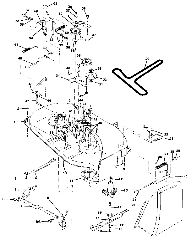 38" Mower Diagram and Parts List for 917257290  Craftsman Lawn Tractor