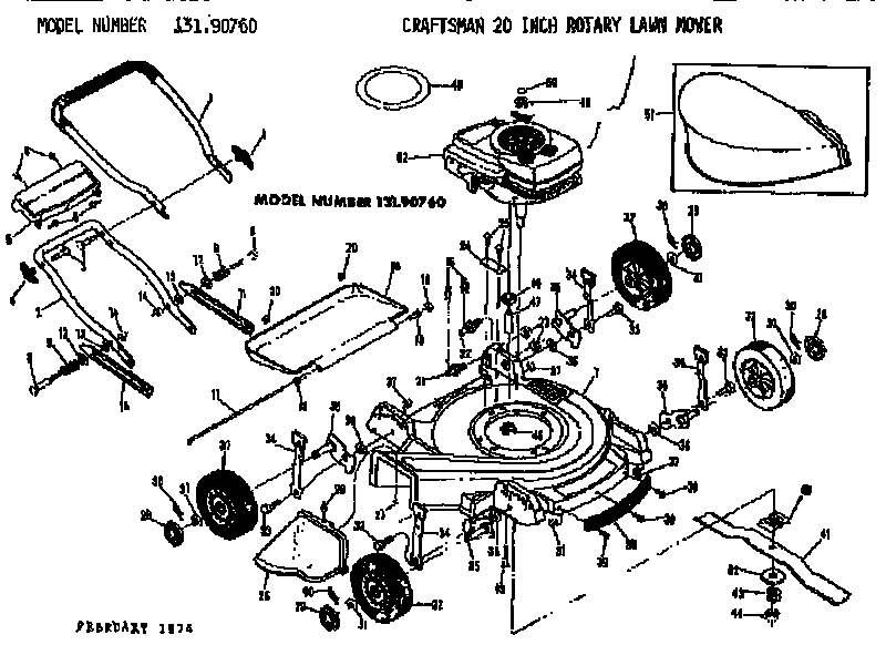 Replacement Parts Diagram and Parts List for 13190760  Craftsman Lawn Mower