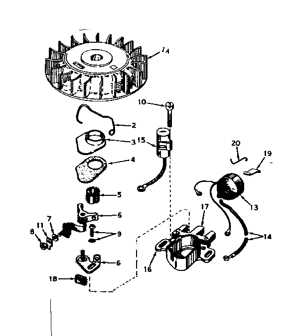 Magneto No. 610689a Diagram and Parts List for 143567032  Craftsman Engine