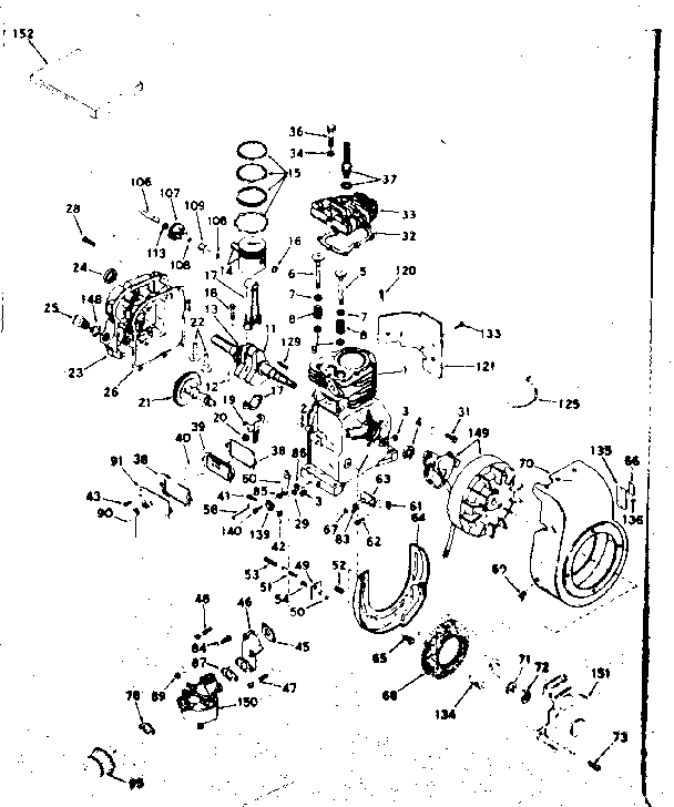 Basic Engine Diagram and Parts List for 143584112  Craftsman Engine