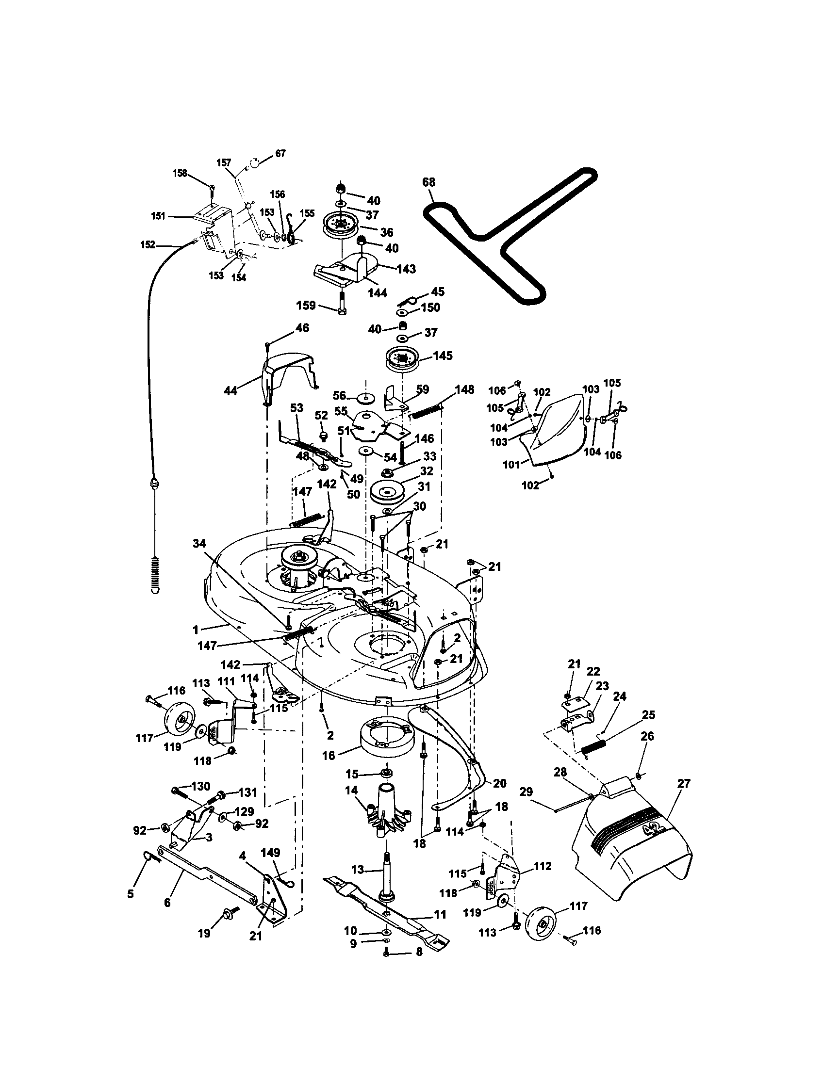 Mower Deck Diagram and Parts List for 917272066  Craftsman Lawn Tractor