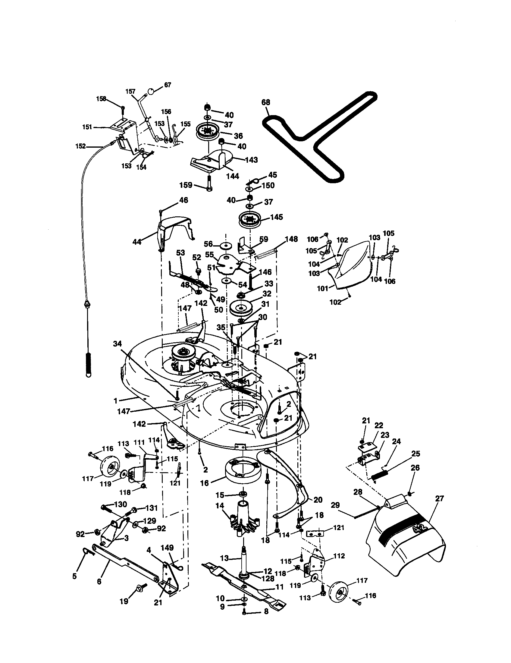 Mower Deck Diagram and Parts List for 917270741  Craftsman Lawn Tractor