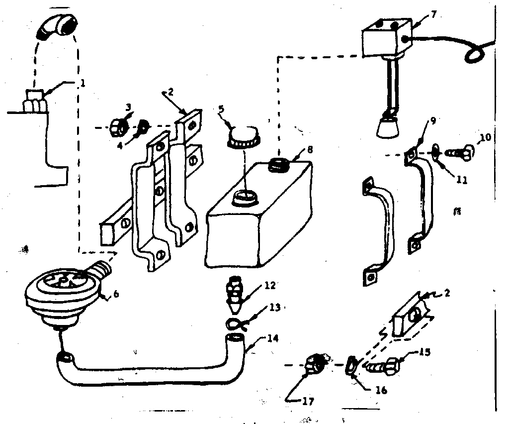 Tank And Pump Assembly Diagram and Parts List for 58032084  Craftsman Engine