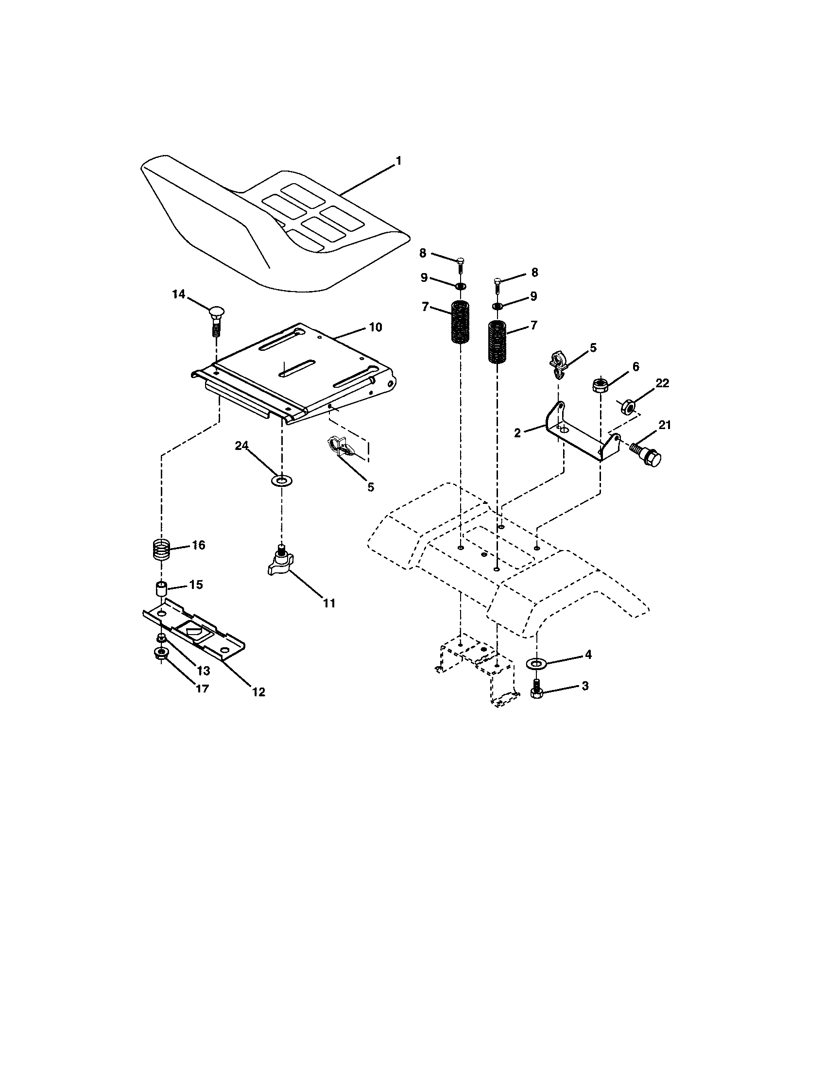 Seat Assembly Diagram and Parts List for 917272759  Craftsman Lawn Tractor