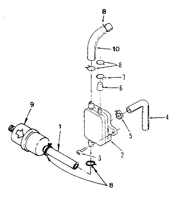 Fuel Pump And Filter Diagram and Parts List for 73910896B  Craftsman Engine