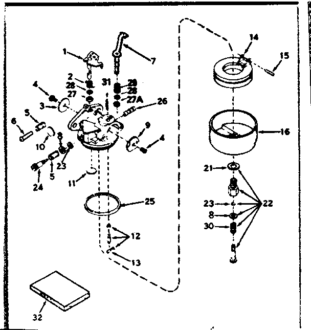 Carburetor No. 632272 Diagram and Parts List for 143756072  Craftsman Engine