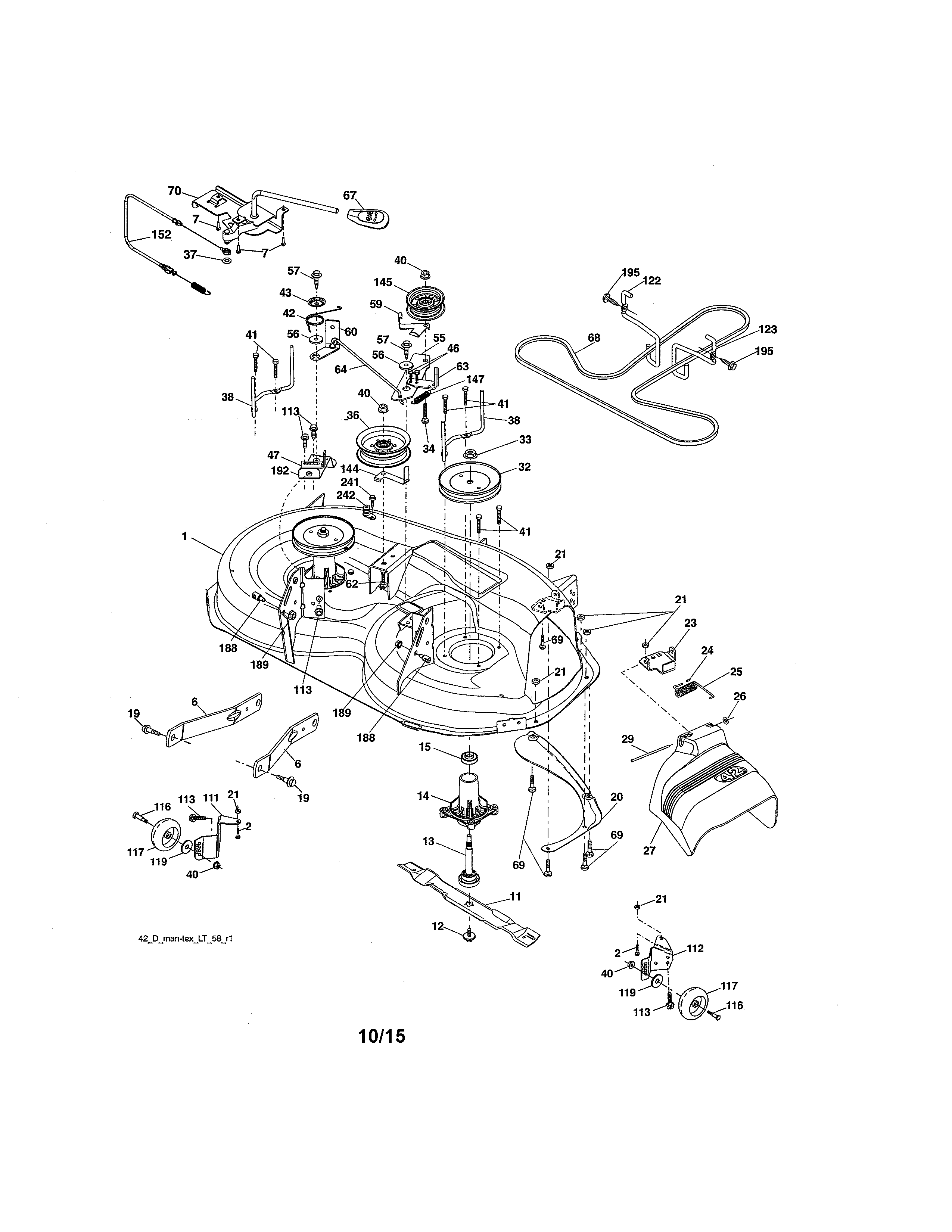 Mower Deck Diagram and Parts List for 917250810  Craftsman Lawn Tractor