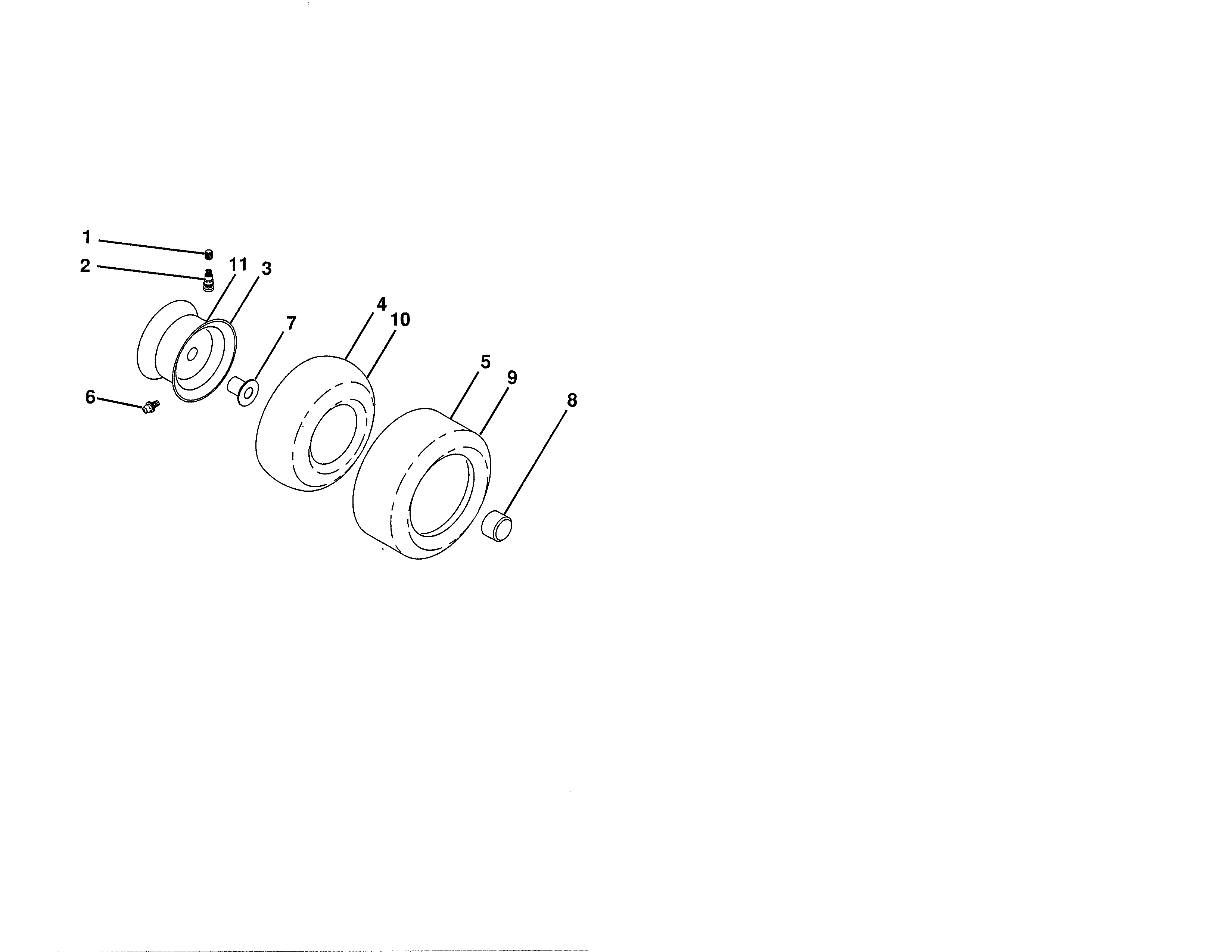 Wheels & Tires Diagram and Parts List for 917988240  Craftsman Lawn Tractor