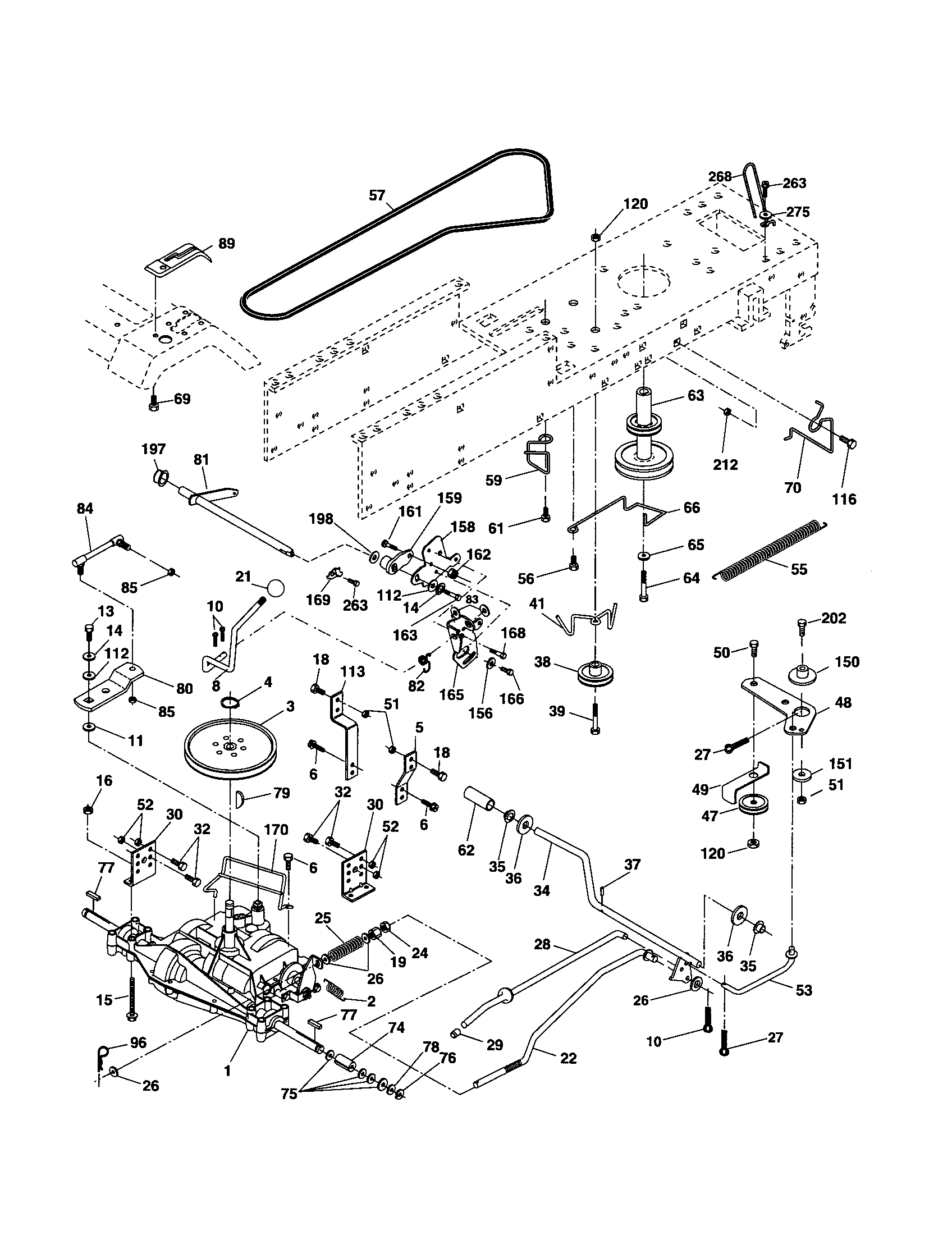 Ground Drive Diagram and Parts List for 917256340  Craftsman Lawn Tractor