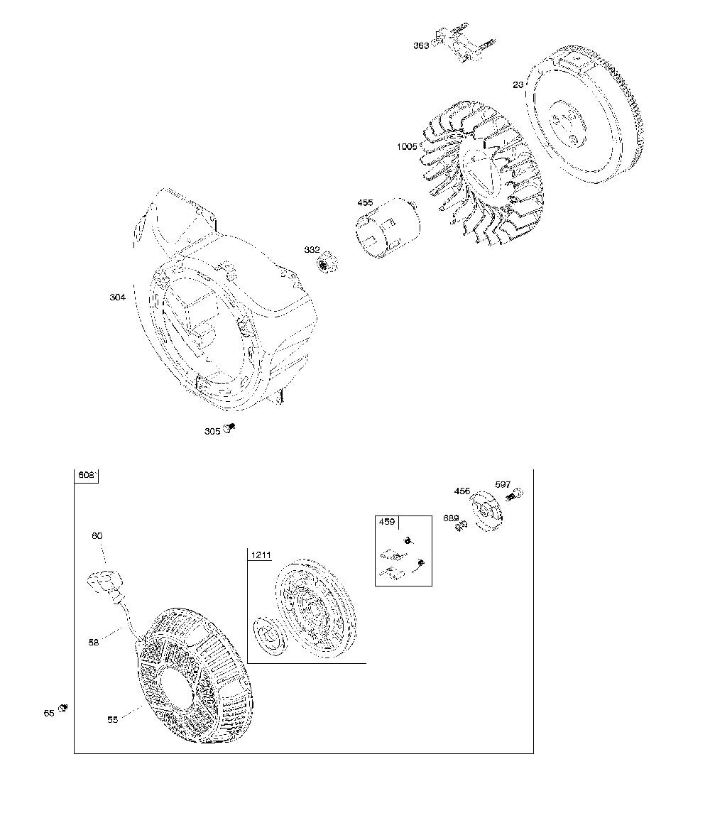 Blower housing/flywheel/rewind starter Diagram and Parts List for CMXGGAS030790  Craftsman Generator