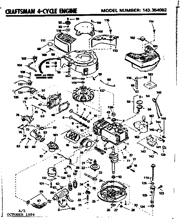 Replacement Parts Diagram and Parts List for 143354082  Craftsman Engine