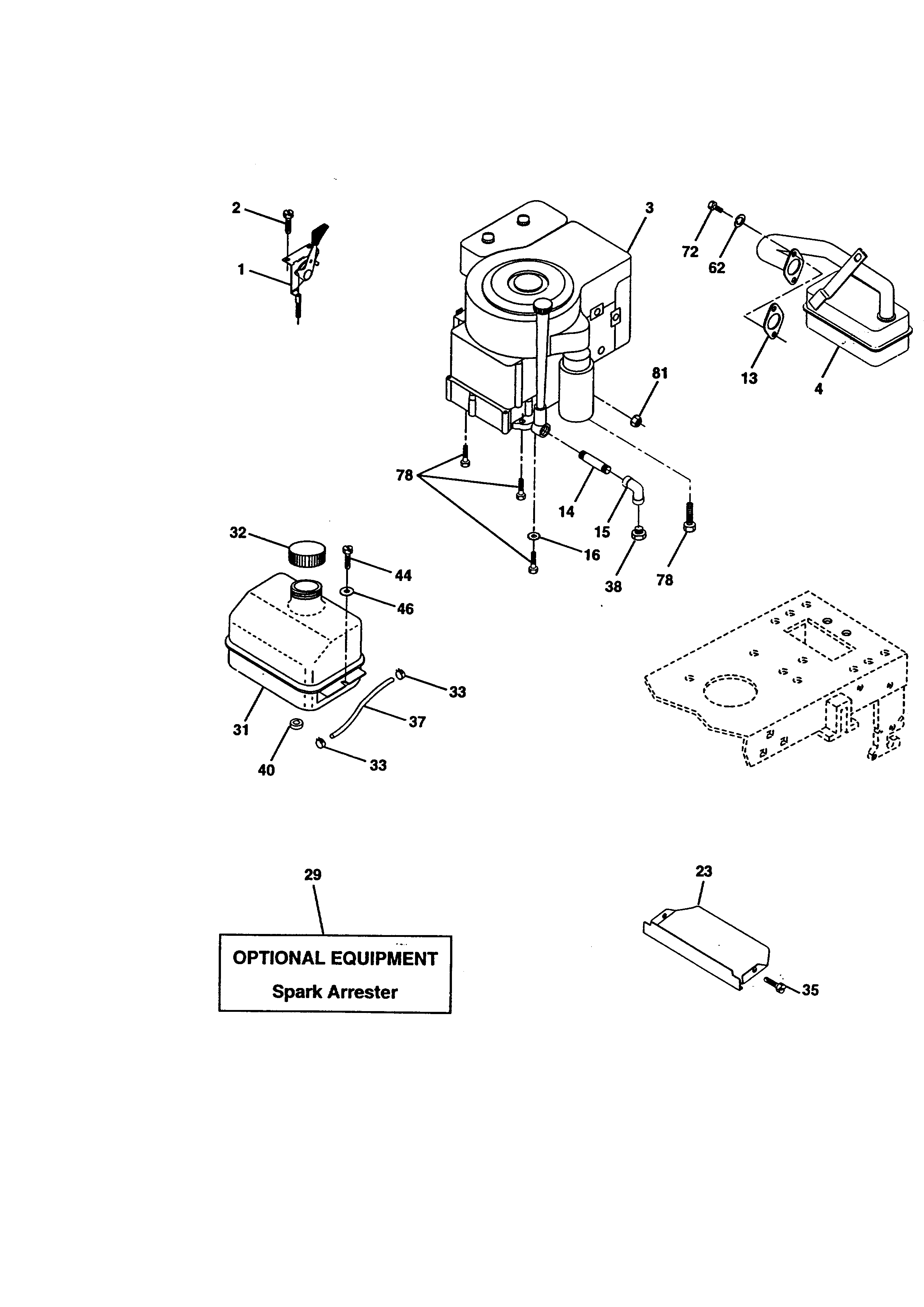 Engine Diagram and Parts List for 917270512  Craftsman Lawn Tractor