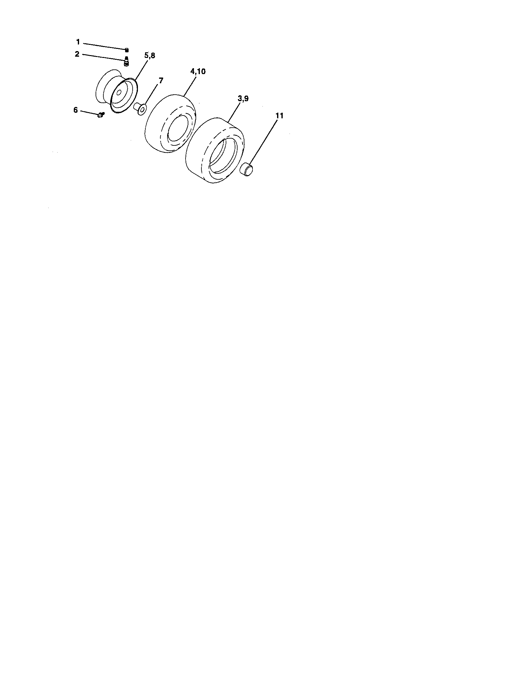 Wheels And Tires Diagram and Parts List for 917275902  Craftsman Lawn Tractor