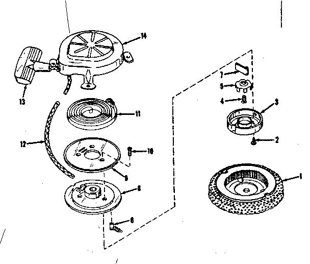 Rewind Starter No. 27649 Diagram and Parts List for 14343204  Craftsman Engine