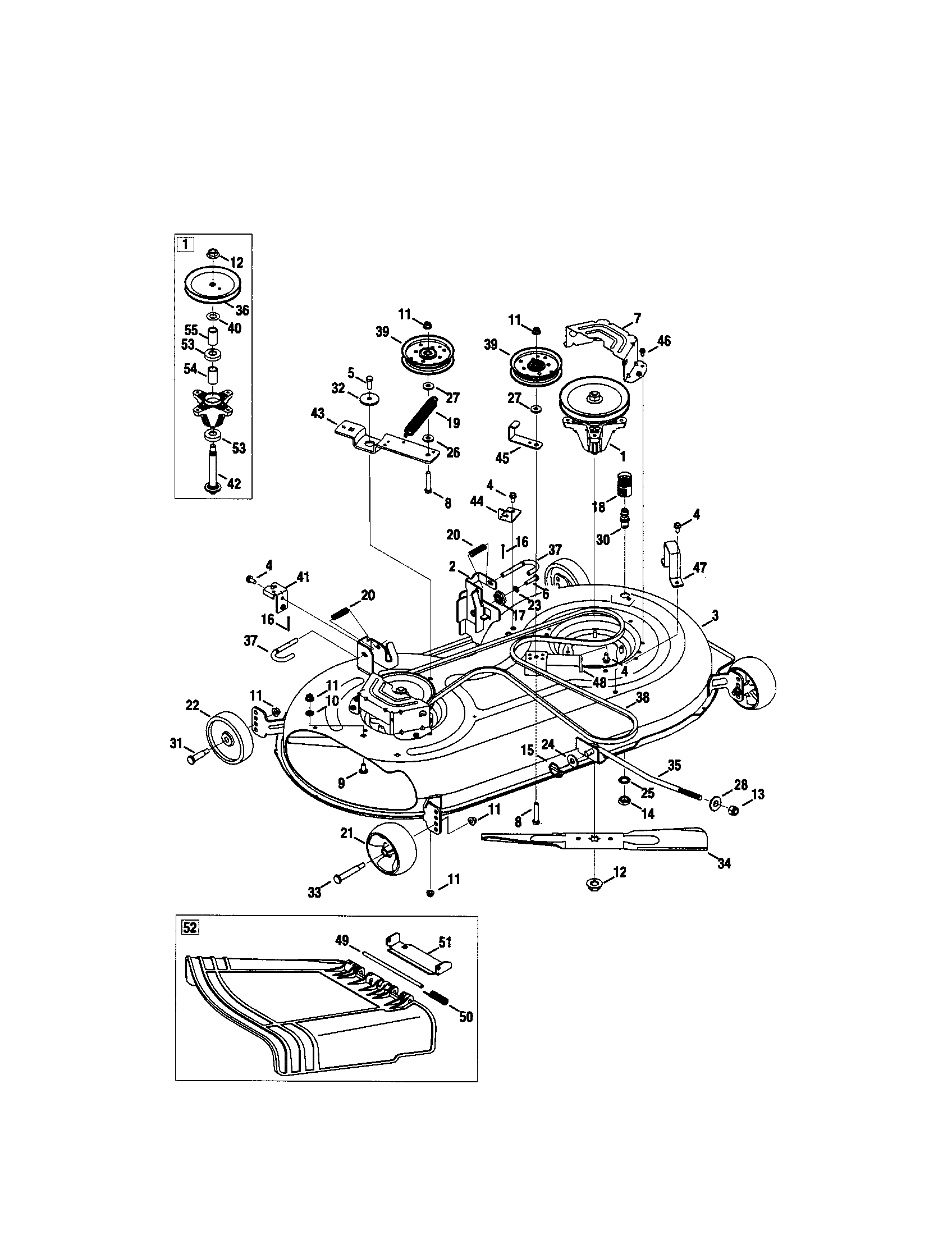 Deck Diagram and Parts List for 247286720  Craftsman Lawn Tractor
