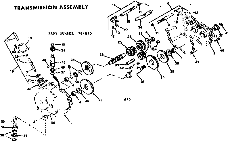 Transmission Assembly Diagram and Parts List for 131794070  Craftsman Lawn Tractor