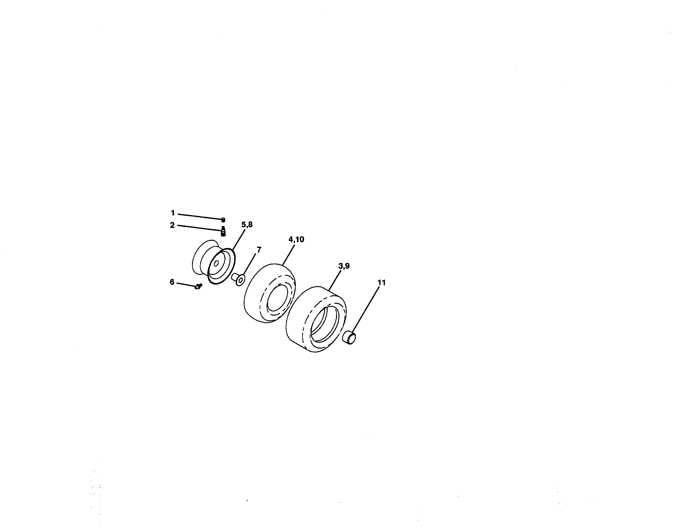 Wheels And Tires Diagram and Parts List for 917270762  Craftsman Lawn Tractor