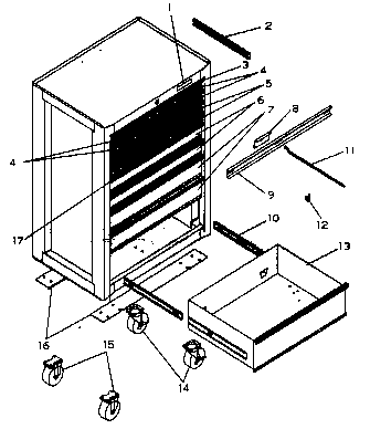 Cabinet Parts Diagram and Parts List for 706619450  Craftsman Tool Stand & Cart