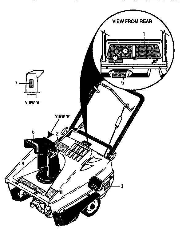 Decals Diagram and Parts List for 536884560  Craftsman Snow Blower