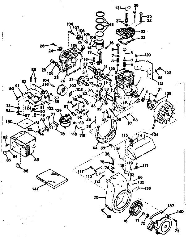Basic Engine Diagram and Parts List for 143541202  Craftsman Engine