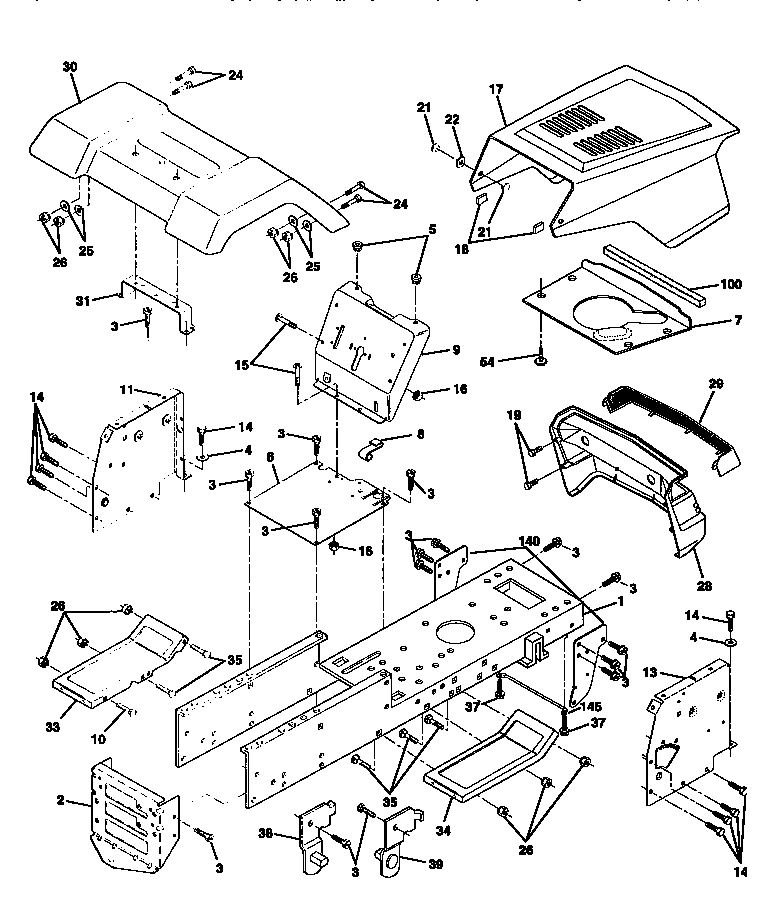 Chassis And Enclosures Diagram and Parts List for 917258516  Craftsman Lawn Tractor
