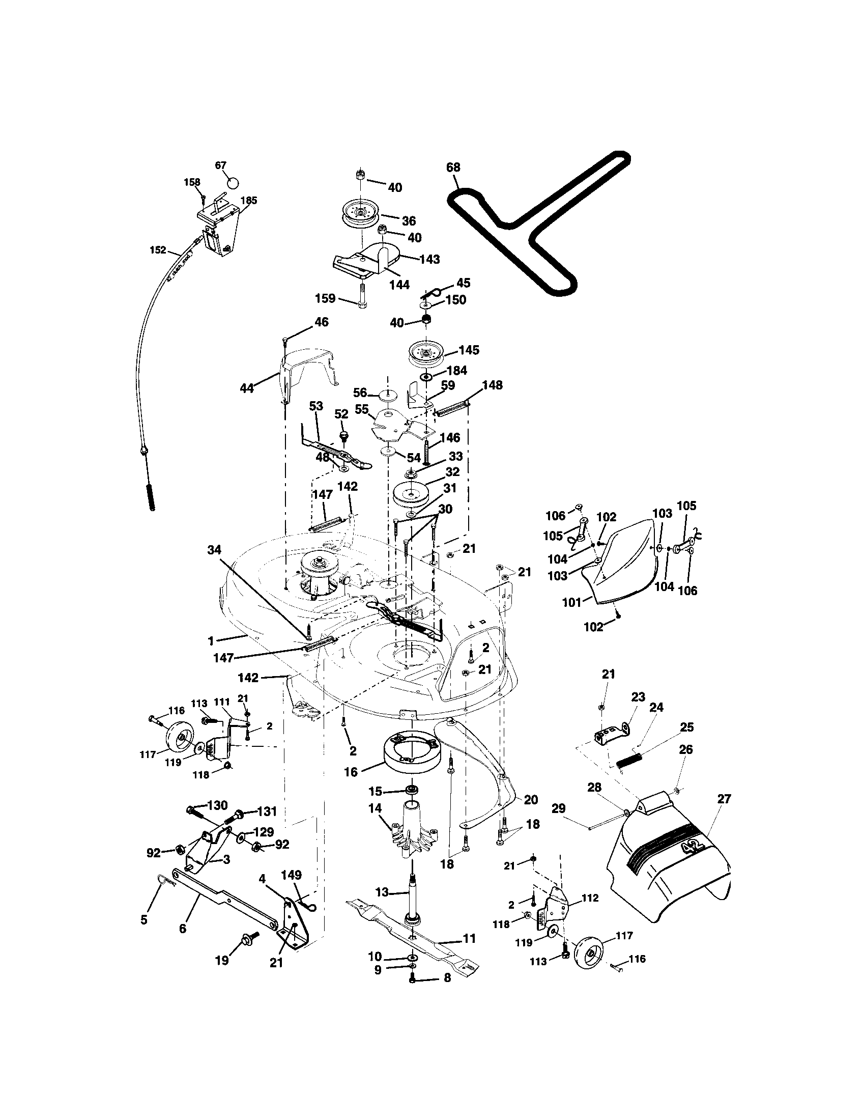 Mower Deck Diagram and Parts List for 917273513  Craftsman Lawn Tractor