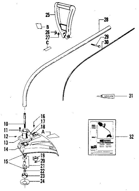 Drive Shaft Housing Diagram and Parts List for 234795512  Craftsman Trimmer