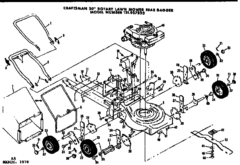 Replacement Parts Diagram and Parts List for 131907823  Craftsman Lawn Mower