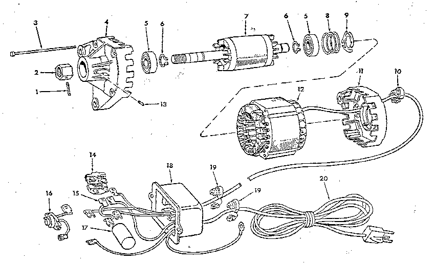 Unit Parts Diagram and Parts List for 62430  Craftsman Power Motor