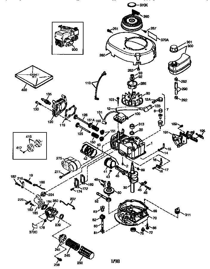 Engine Diagram and Parts List for 143983508  Craftsman Engine