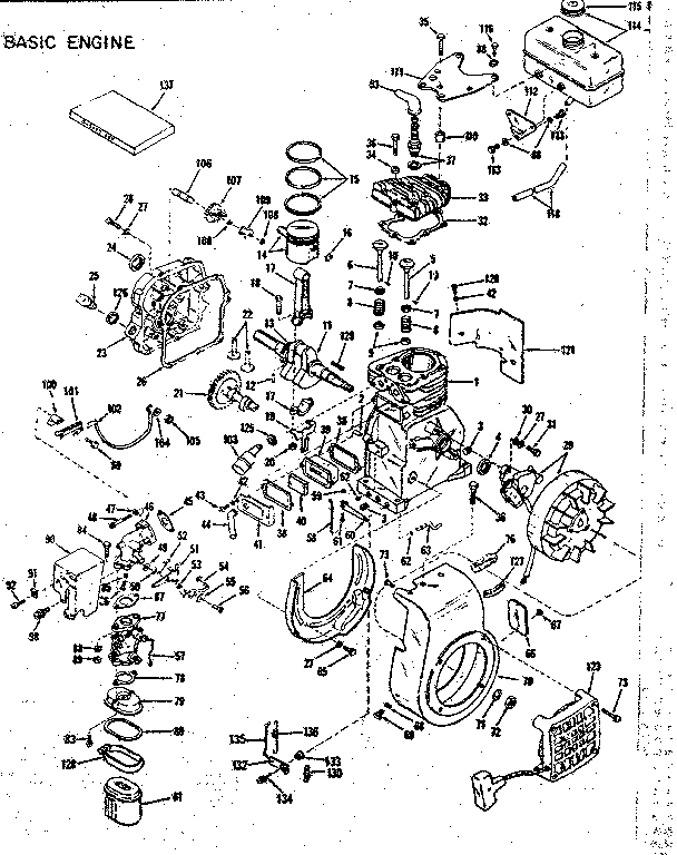 Basic Engine Diagram and Parts List for 14367250  Craftsman Engine