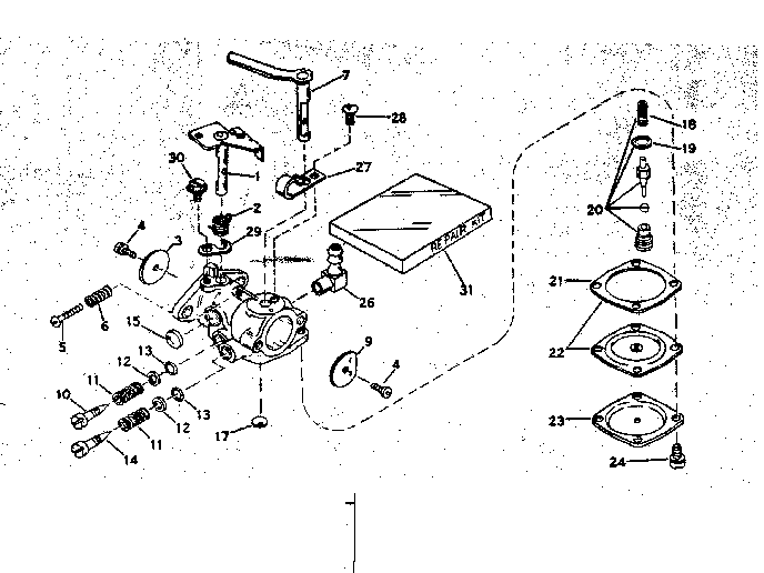 Carburetor No. 630795a Diagram and Parts List for 91760043  Craftsman Chainsaw