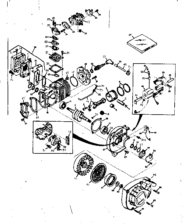 Engine Diagram and Parts List for 917351250  Craftsman Chainsaw